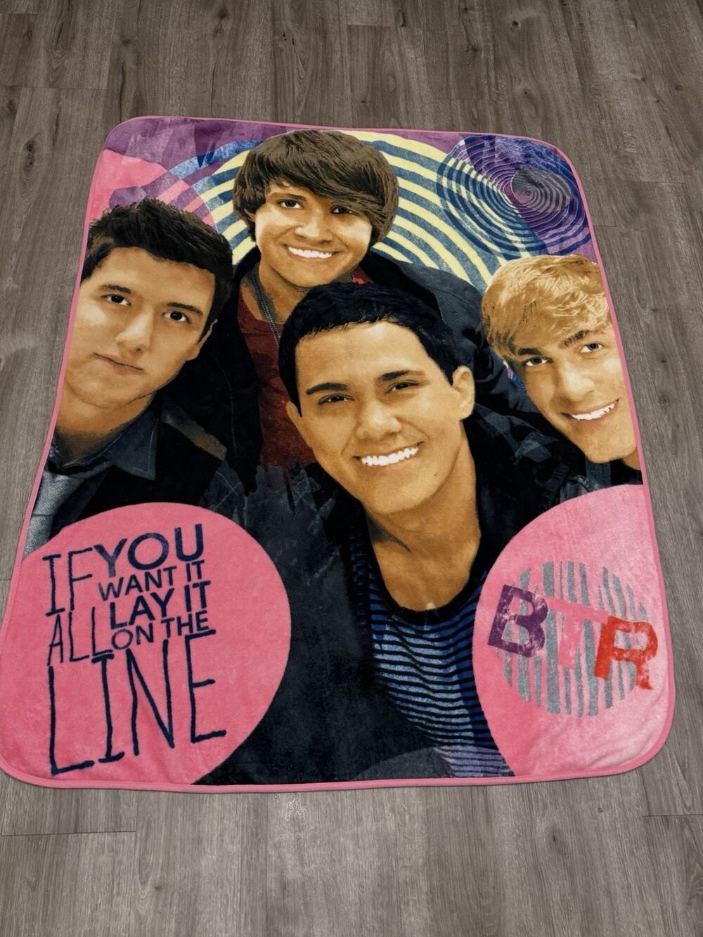 Big Time Rush Blanket 2011 Nickelodeon BTR Pink Fleece Throw 58x43 Vintage